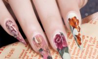 long acrylic nail colorful flowers